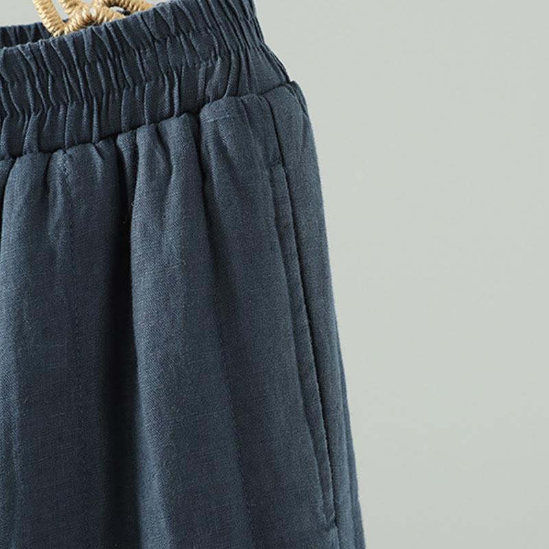 Buddha Stones Embroidered Frog Button Padded Women's Wide Leg Pants With Pockets - image 3