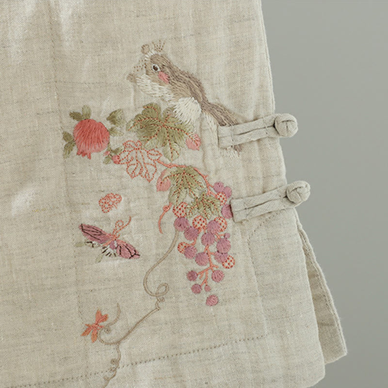 Buddha Stones Embroidered Frog Button Padded Women's Wide Leg Pants With Pockets - image 14