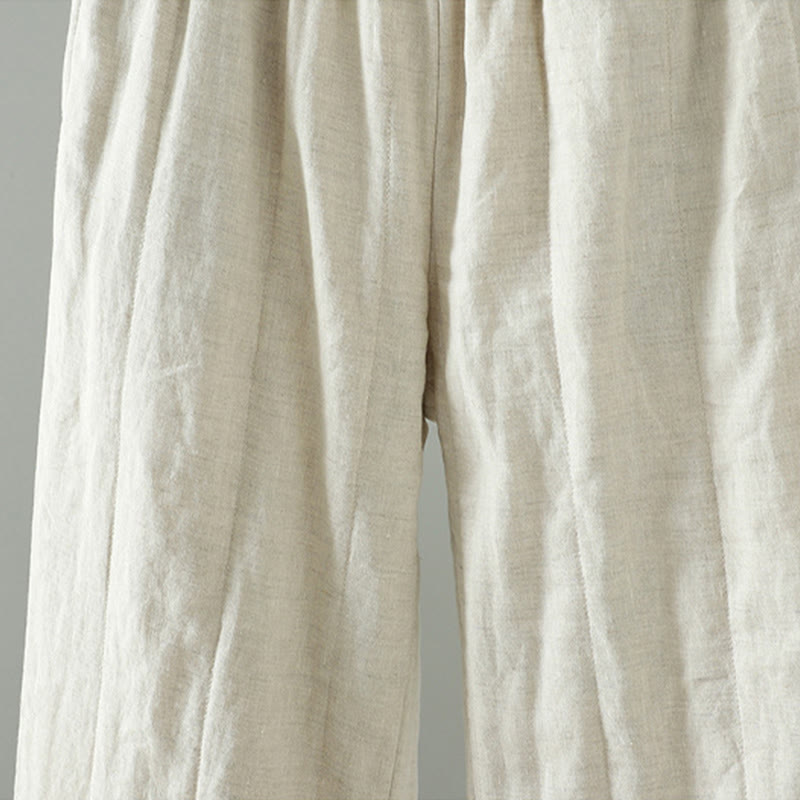 Buddha Stones Embroidered Frog Button Padded Women's Wide Leg Pants With Pockets - image 10