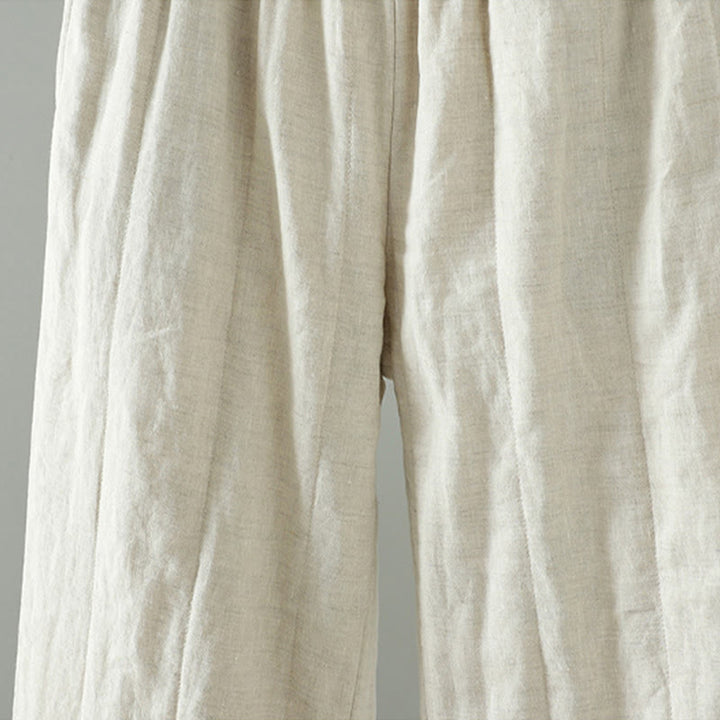 Buddha Stones Embroidered Frog Button Padded Women's Wide Leg Pants With Pockets - image 10