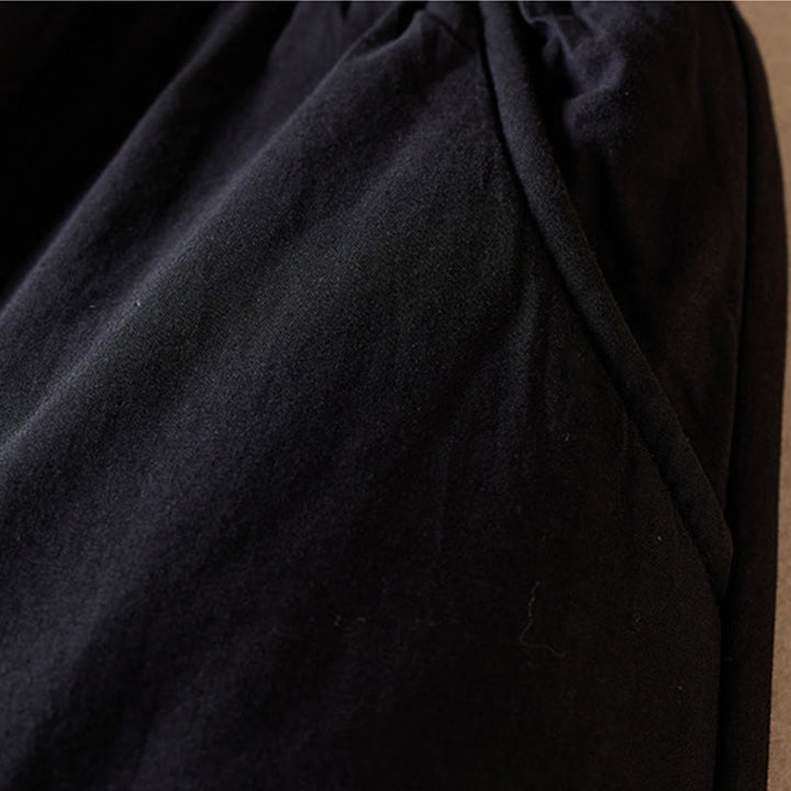 Buddha Stones Plain Cotton-padded Women's Harem Cotton Thick Pants With Pockets - image 26