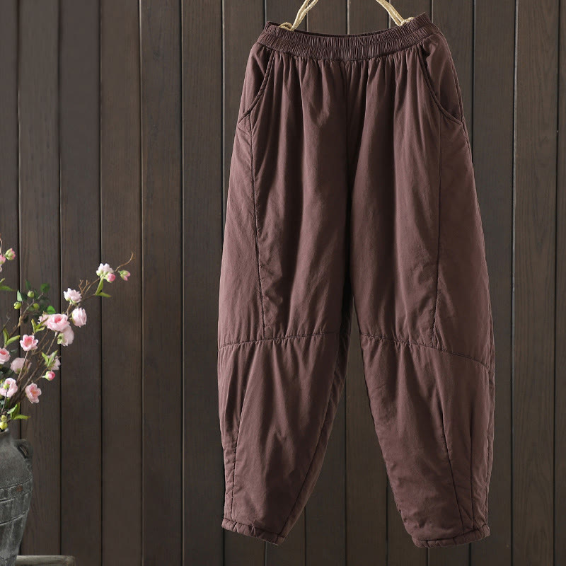 Buddha Stones Plain Warm Women's Harem Pants With Pockets - IndianRed - US8-10，UK/AU12-14，EU40-42 (2XL) - image 7