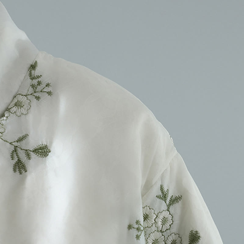 Buddha Stones Women's Embroidery Frog-button Long Sleeve Thicken Jacket With Pockets - image 11