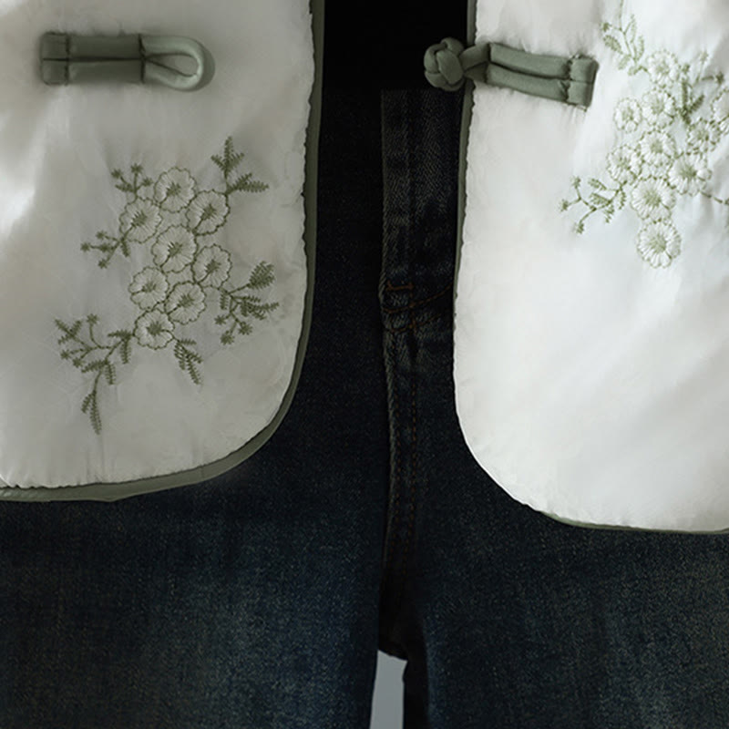 Buddha Stones Women's Embroidery Frog-button Long Sleeve Thicken Jacket With Pockets - image 10