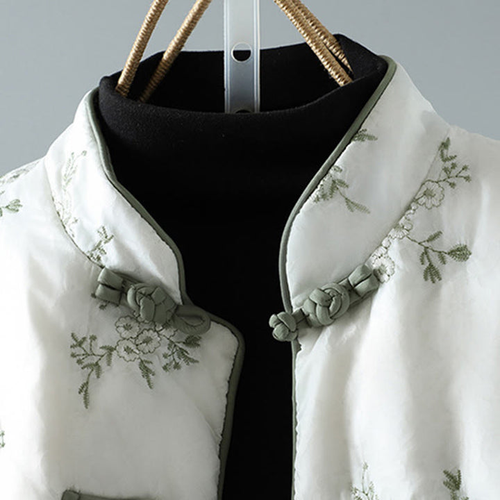 Buddha Stones Women's Embroidery Frog-button Long Sleeve Thicken Jacket With Pockets - image 3