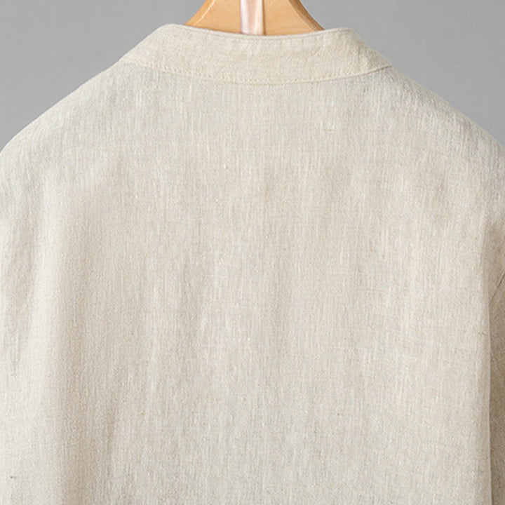Buddha Stones Casual Women's Embroidery Long Sleeve Stand Collar Cotton Shirt - image 5