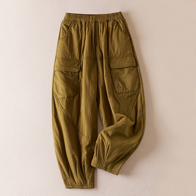 Buddha Stones Plain Women's Harem Thick Pants With Pockets - DarkGoldenrod - US8-10，UK/AU12-14，EU40-42 (2XL) - image 1