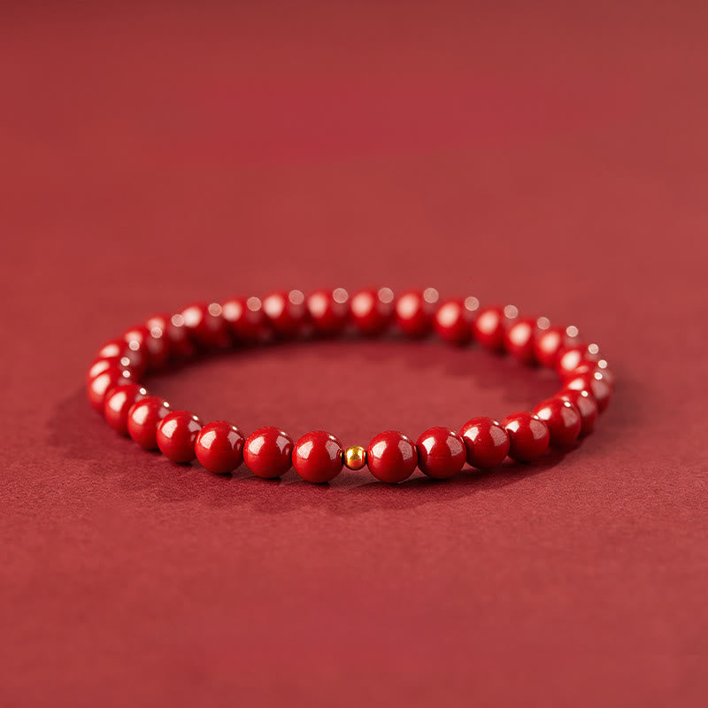Buddha Stones 925 Sterling Silver Cinnabar Beads Blessing Bracelet - 6mm Imperial Cinnabar&4mm 925 Sterling Silver - image 7