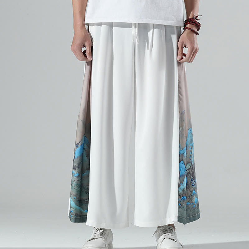 Buddha Stones Mountains Rivers Pattern Men's Wide Leg Pants With Pockets - image 12