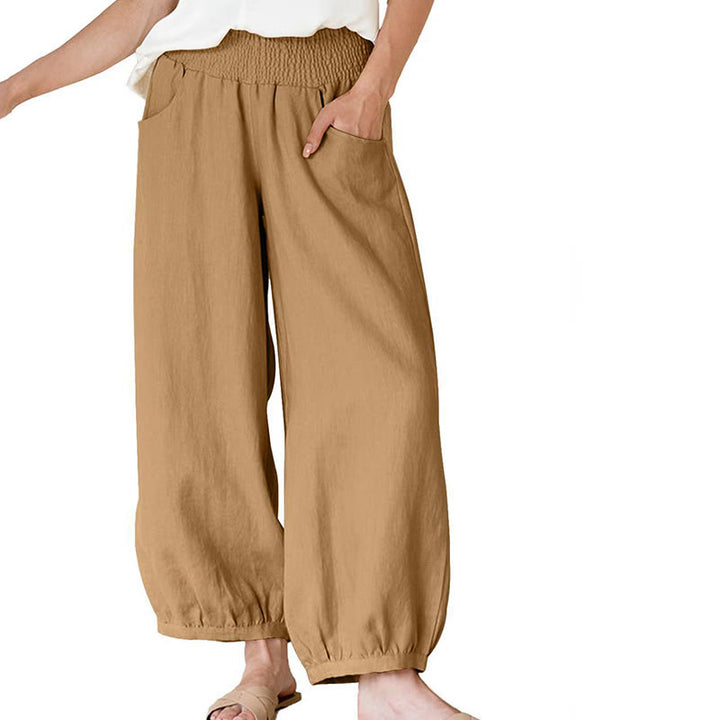 Buddha Stones Plain Color Women's Harem Pants With Pockets - SandyBrown - US12，UK/AU16，EU44 (2XL) - image 10
