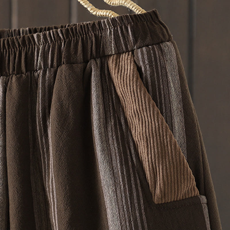 Buddha Stones Commute Thermal Striped Cotton Women's Harem Pants With Pockets - image 4