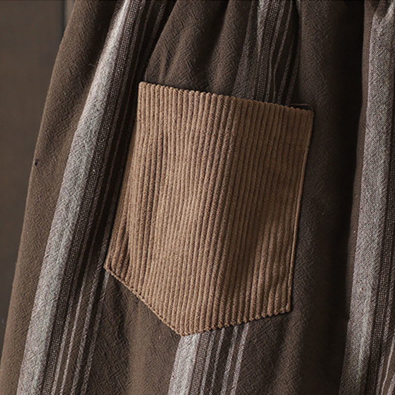 Buddha Stones Commute Thermal Striped Cotton Corduroy Women's Harem Padded Pants With Pockets - image 5