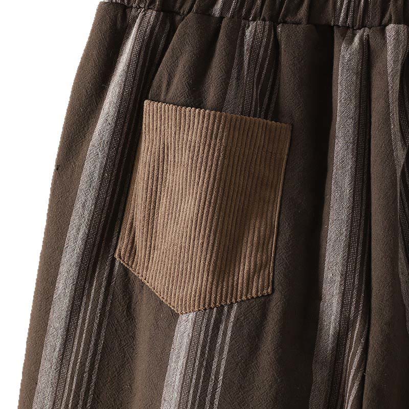 Buddha Stones Commute Thermal Striped Cotton Corduroy Women's Harem Padded Pants With Pockets - image 8