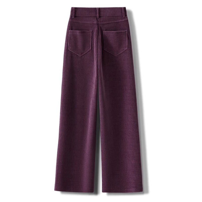 Buddha Stones Winter Straight Leg Design Cotton Corduroy Women's Wide Leg Pants With Pockets - image 6
