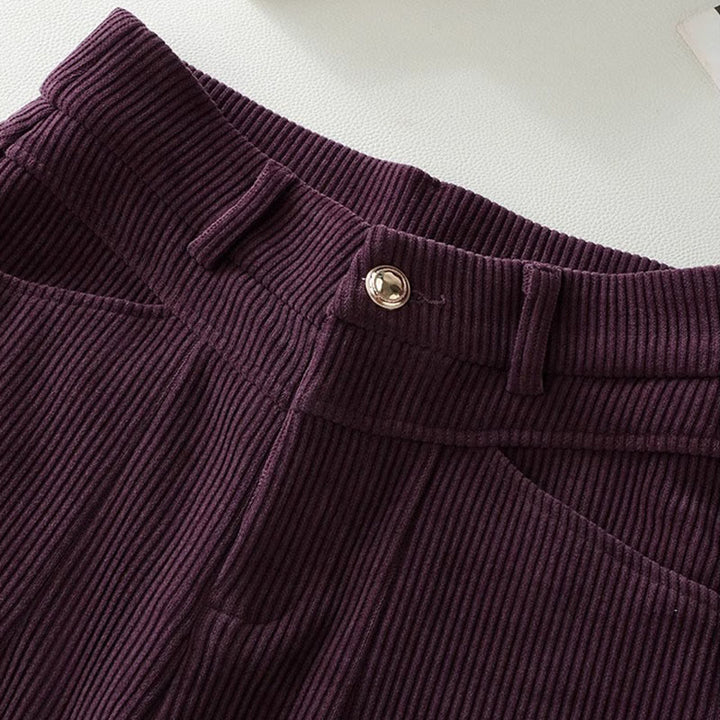 Buddha Stones Winter Straight Leg Design Cotton Corduroy Women's Wide Leg Pants With Pockets - image 7