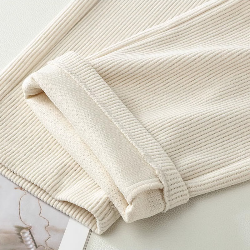 Buddha Stones Winter Straight Leg Design Cotton Corduroy Women's Wide Leg Pants With Pockets - image 4