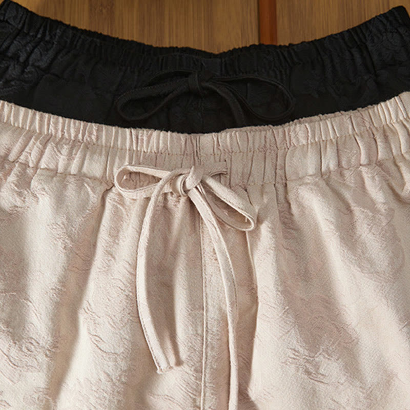 Buddha Stones Winter Thermal Jacquard Floral Pattern Women's Wide Leg Cotton Pants With Pockets - image 15