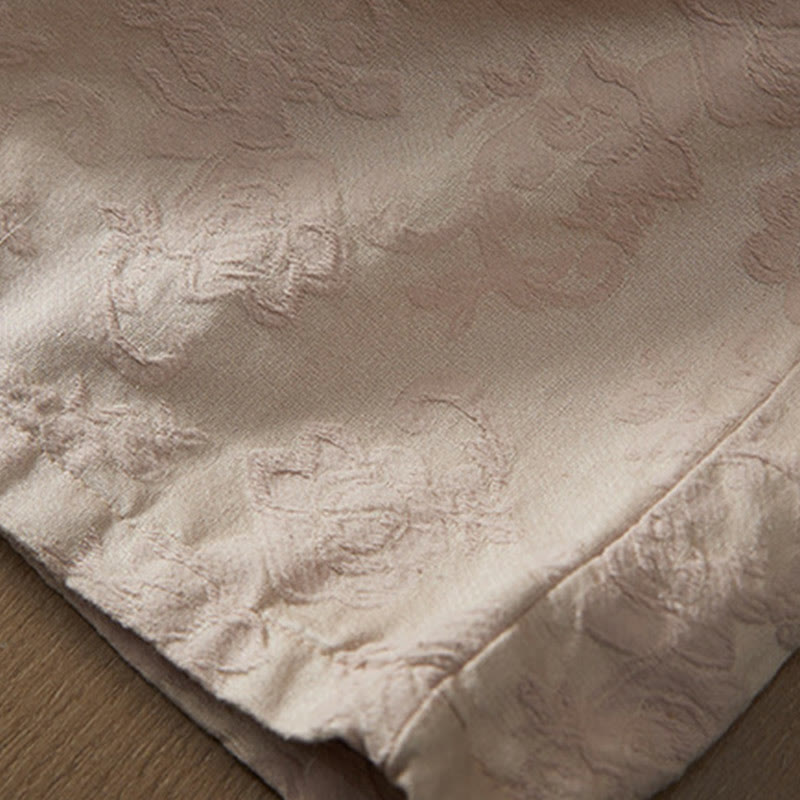 Buddha Stones Winter Thermal Jacquard Floral Pattern Women's Wide Leg Cotton Pants With Pockets - image 13