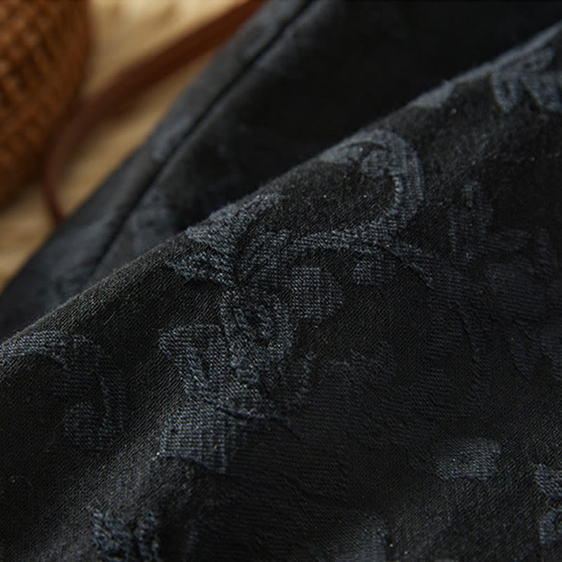 Buddha Stones Winter Thermal Jacquard Floral Pattern Women's Wide Leg Cotton Pants With Pockets - image 5