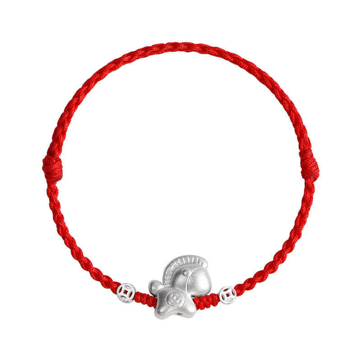 Buddha Stones Year of the Horse 999 Sterling Silver Copper Coins Luck Rope Braided Bracelet Anklet - image 16