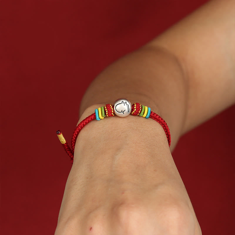 Buddha Stones Year of the Horse 999 Sterling Silver Red String Braided Faith Bracelet - image 3