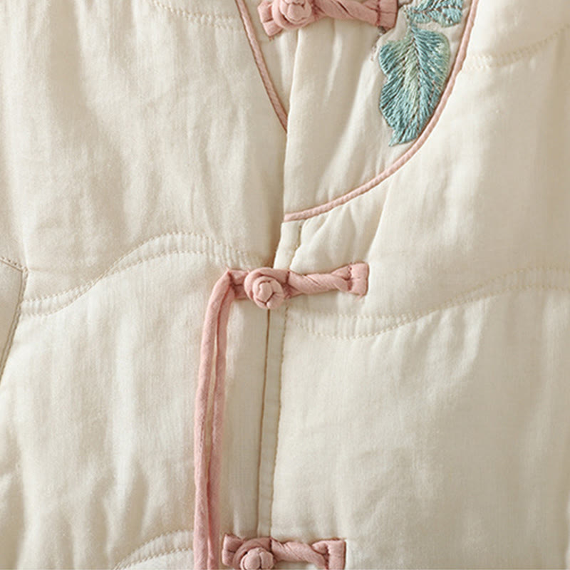 Buddha Stones Embroidered Women's Long Sleeve Cotton-padded Jacket With Pockets - image 10