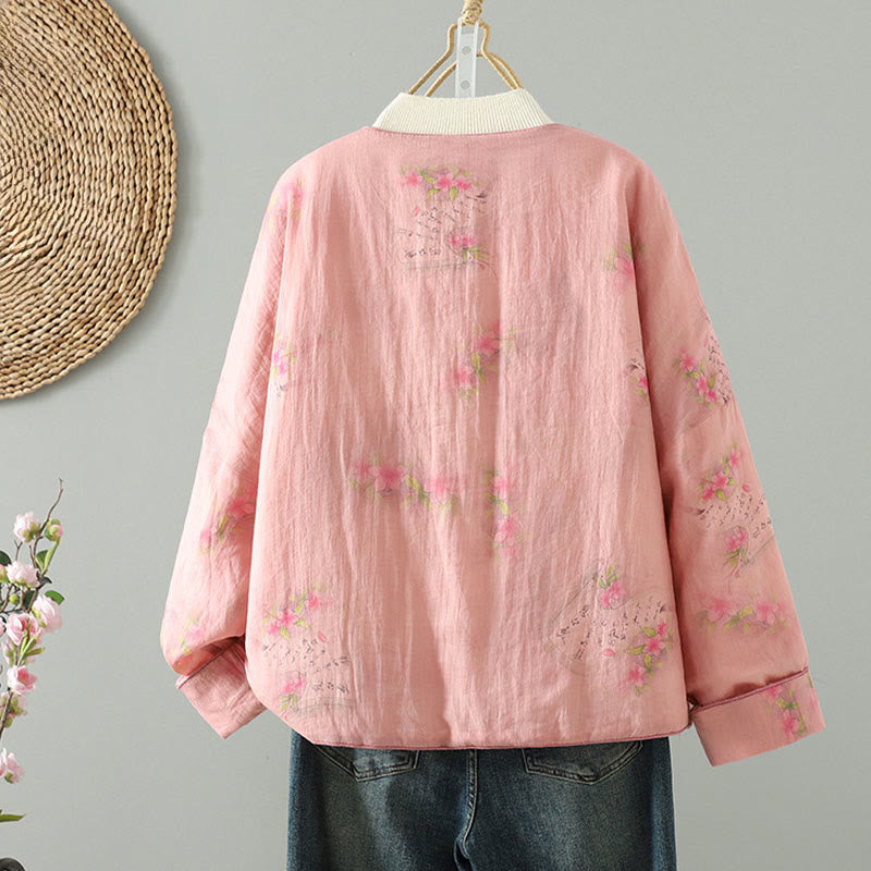 Buddha Stones Printed Women's Long Sleeve Cotton-padded Jacket With Pockets - image 1