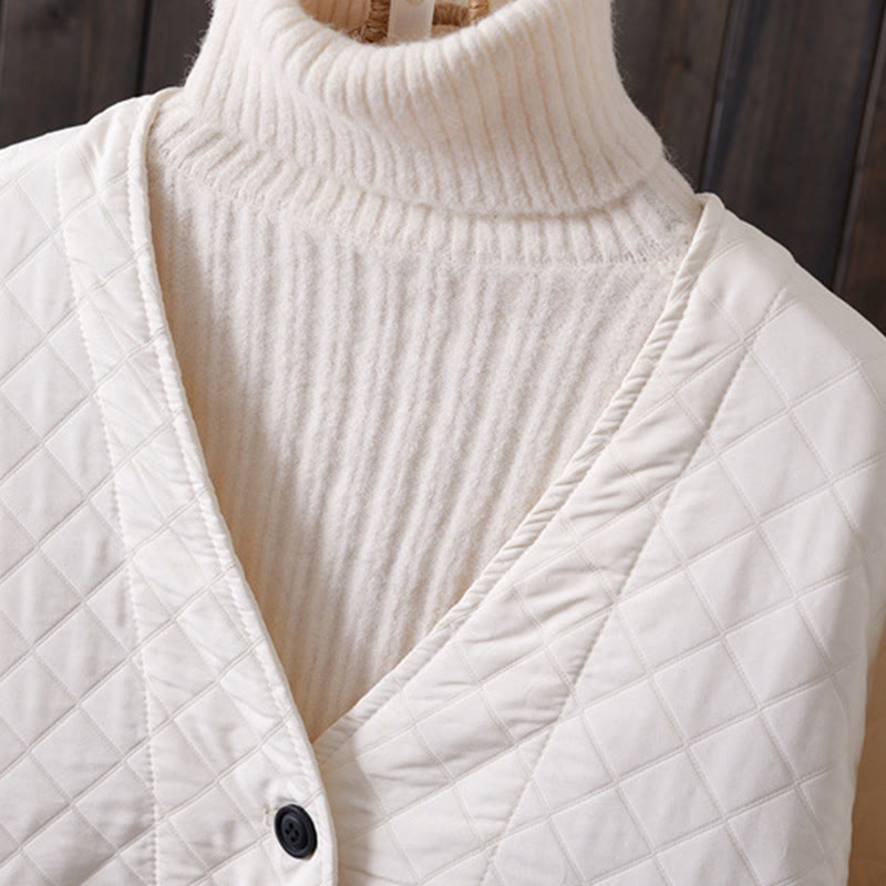 Buddha Stones Casual Solid Color Women's Long Sleeve Cotton Jacket With Pockets - image 4