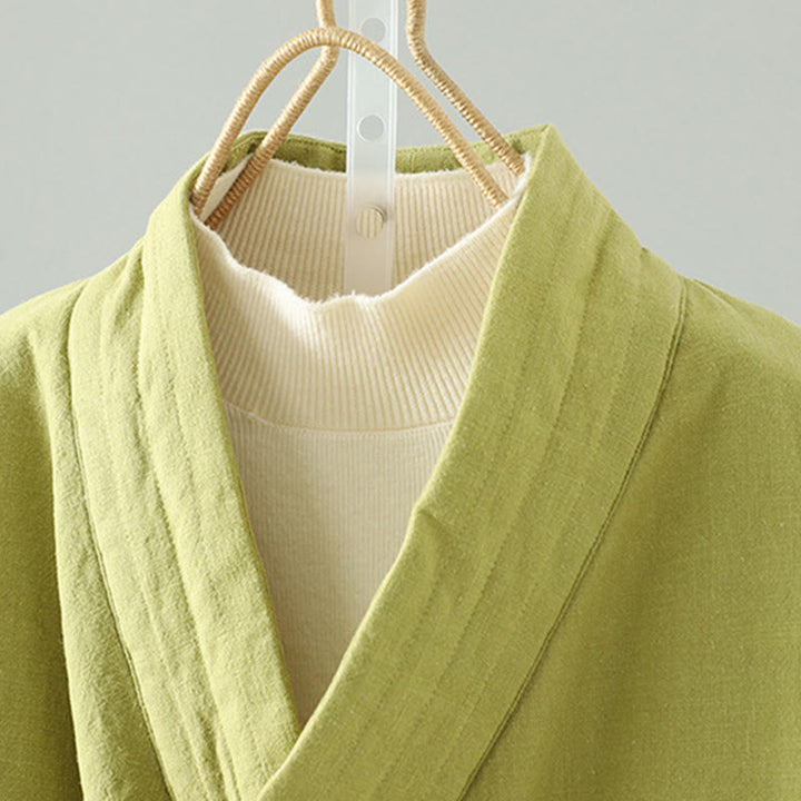 Buddha Stones Drawstring Zen Meditation Women's Long Sleeve Cotton Jacket - image 2