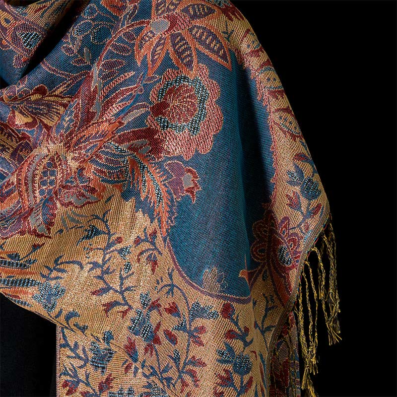 Buddha Stones Spring Red Flowers Leaves Vines Pattern Tassel Soft Scarf Shawl - image 4