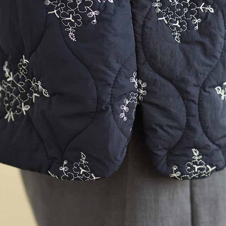 Buddha Stones Embroidered Frog-Button Women's Sleeveless Cotton Vest Waistcoat With Pockets - image 5