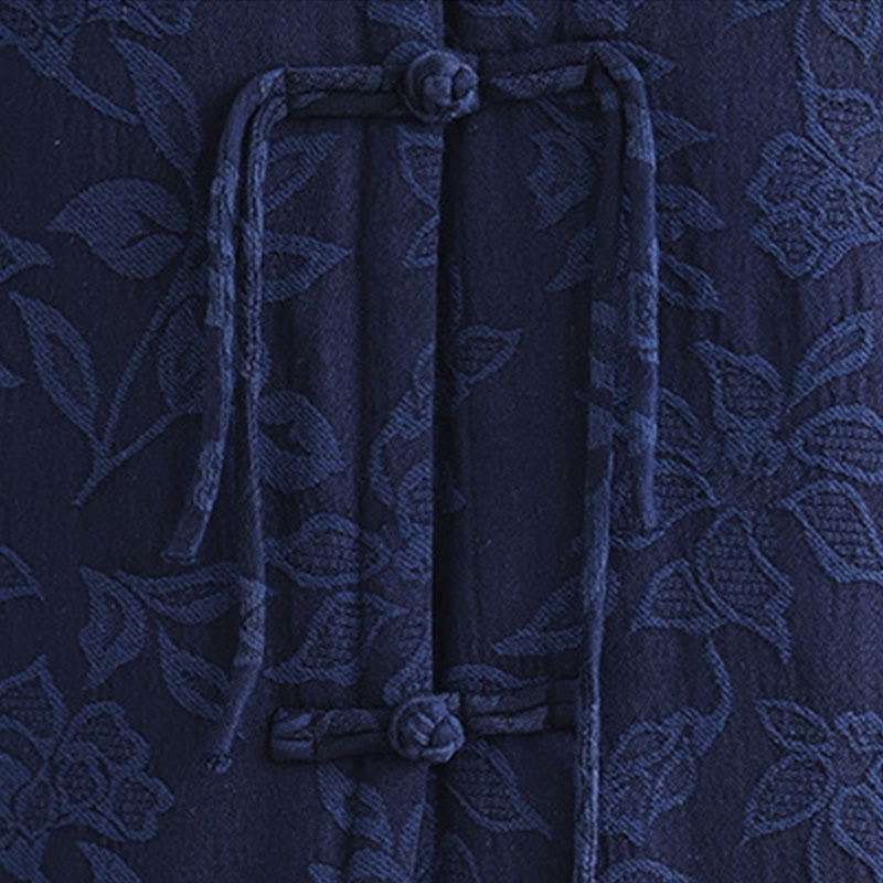 Buddha Stones Jacquard Pattern Frog-button Women's Sleeveless Cotton Vest Waistcoat With Pockets - image 7