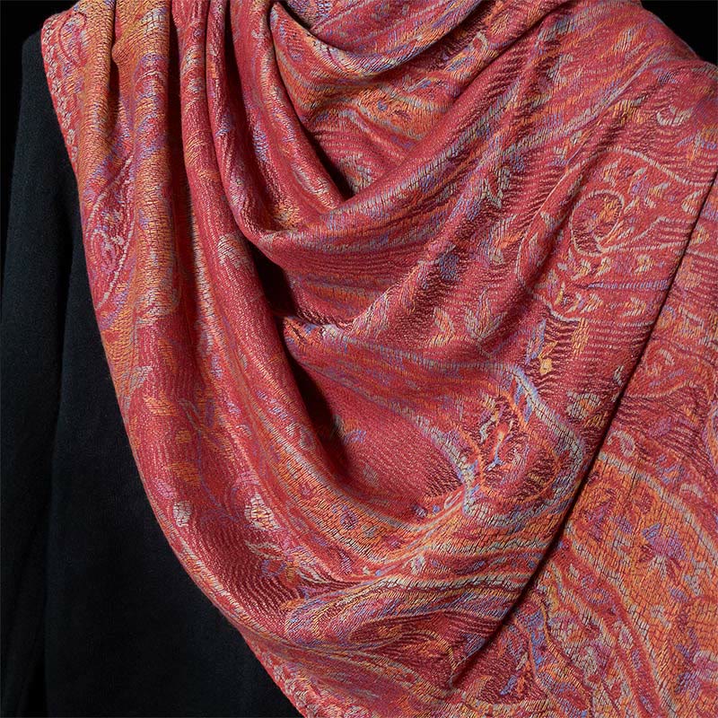 Buddha Stones Spring Cashew Flower Leaves Vines Geometric Pattern Tassel Soft Scarf Shawl - image 9