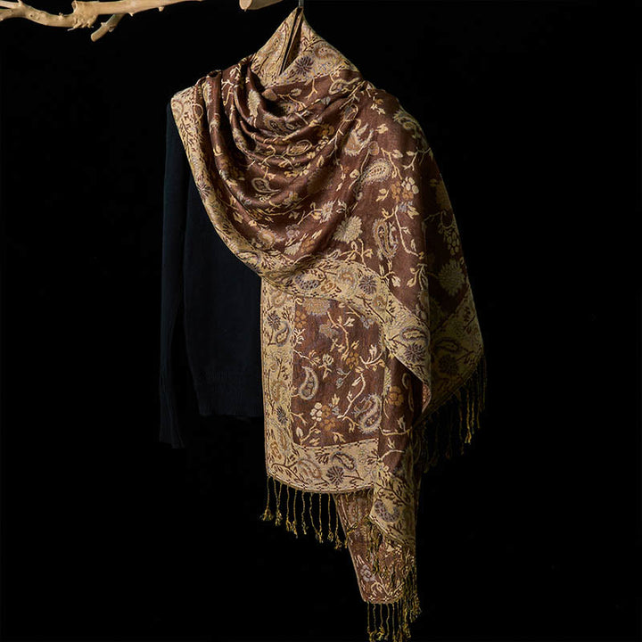 Buddha Stones Spring Cashew Flower Floral Pattern Tassel Soft Scarf Shawl - image 2