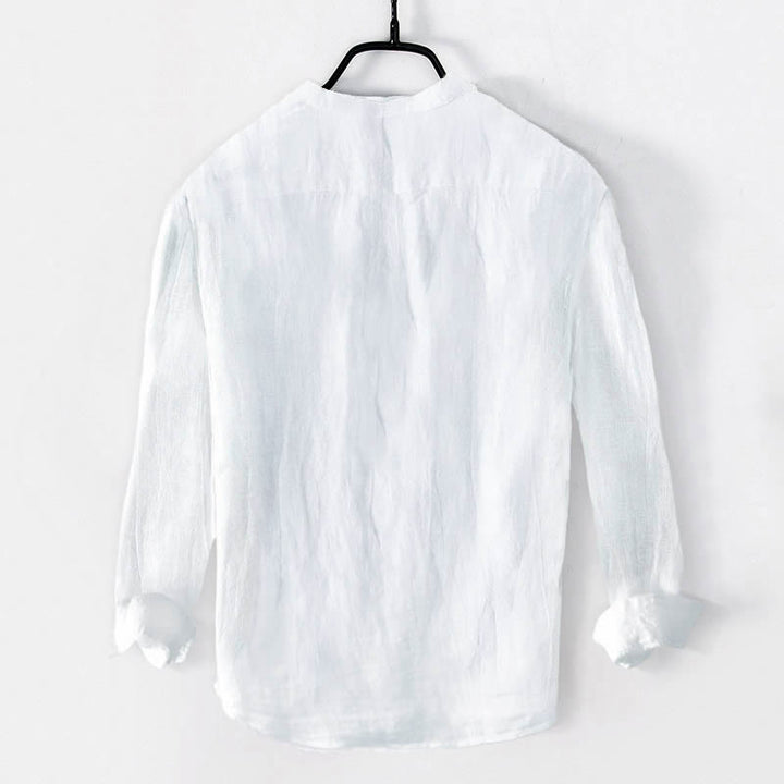 Buddha Stones Om Symbol Pattern Half Buttons Men's Cotton Linen Long Sleeve Shirt - image 7