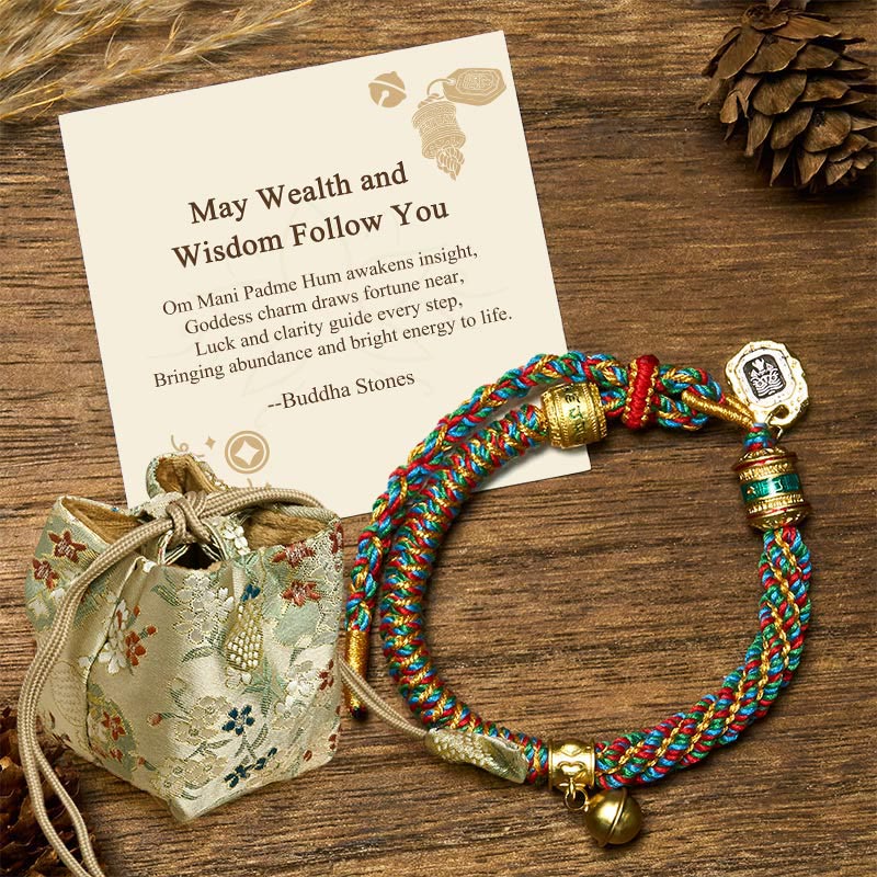 Buddha Stones "May Wealth and Wisdom Follow You" String Bracelet Includes Gift Message Card - Multicolored(Wrist Circumference 14-20cm) - Deluxe Gift Bag (+$9.59) - image 4