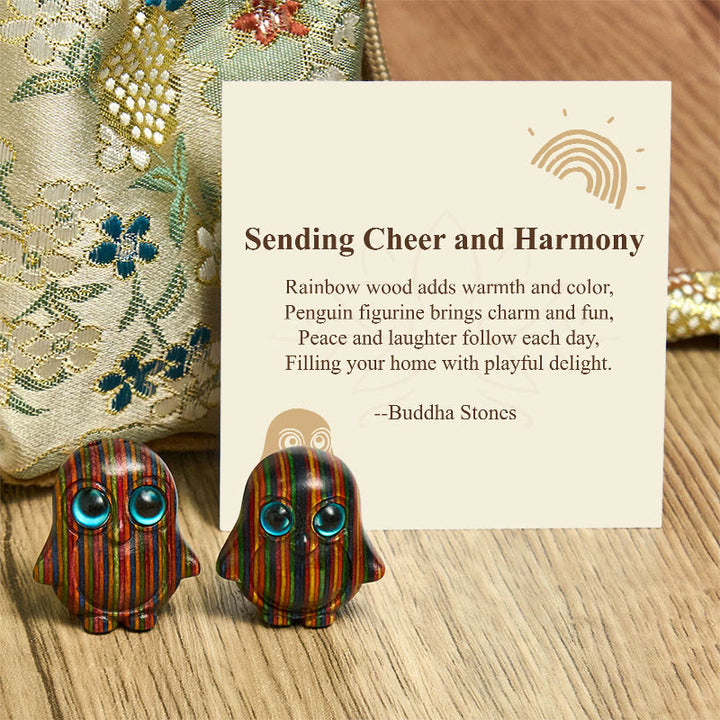 Buddha Stones "Sending Cheer and Harmony" 2Pcs Mini Penguin Decoration Includes Gift Message Card - image 7