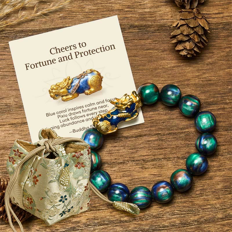 Buddha Stones "Cheers to Fortune and Protection" PiXiu Bracelet Includes Gift Message Card - Green Sea Willow(Wrist Circumference 15-18cm) - Deluxe Gift Bag (+$9.59) - image 14