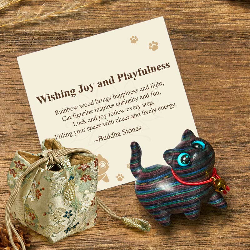 Buddha Stones "Wishing Joy and Playfulness"Colored Sandalwood Cat Decor Includes Gift Message Card - Cat - Deluxe Gift Bag (+$12.59) - image 5