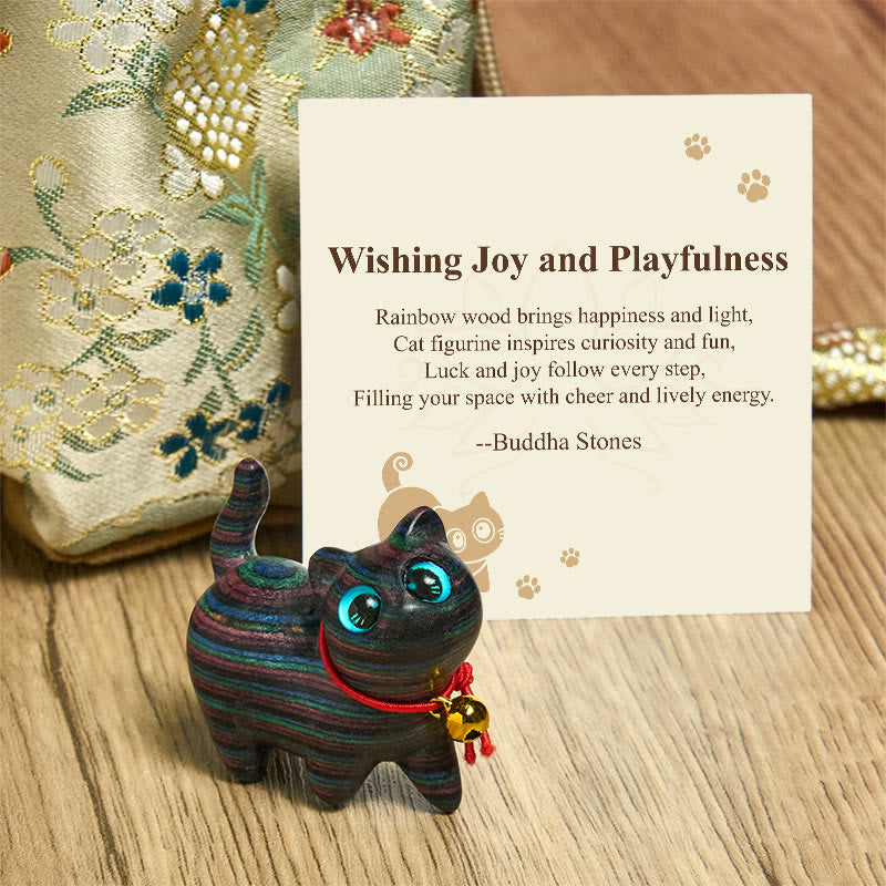 Buddha Stones "Wishing Joy and Playfulness"Colored Sandalwood Cat Decor Includes Gift Message Card - image 6