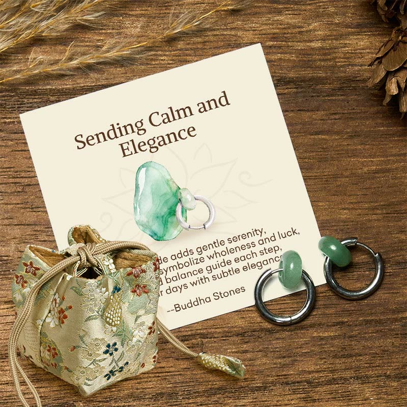 Buddha Stones "Sending Calm and Elegance"Titanium Steel Jade Earrings Includes Gift Message Card - Titanium Steel Posts - Deluxe Gift Bag (+$9.59) - image 6