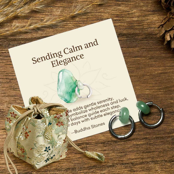 Buddha Stones "Sending Calm and Elegance"Titanium Steel Jade Earrings Includes Gift Message Card - Titanium Steel Posts - Deluxe Gift Bag (+$9.59) - image 6