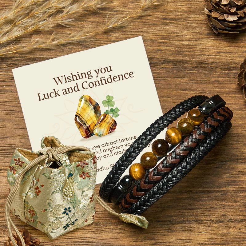 Buddha Stones "Wishing You Luck and Confidence" Tiger Eye Leather Includes Gift Message Card - Tiger Eye - 18-22cm - Deluxe Gift Bag (+$9.59) - image 5