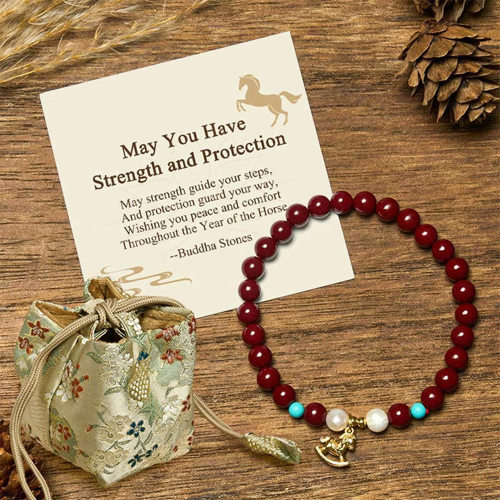 Buddha Stones "May You Have Strength and Protection" Year of the Horse Includes Gift Message Card - Cinnabar(Wrist Circumference 14-16cm) - Deluxe Gift Bag (+$9.59) - image 9