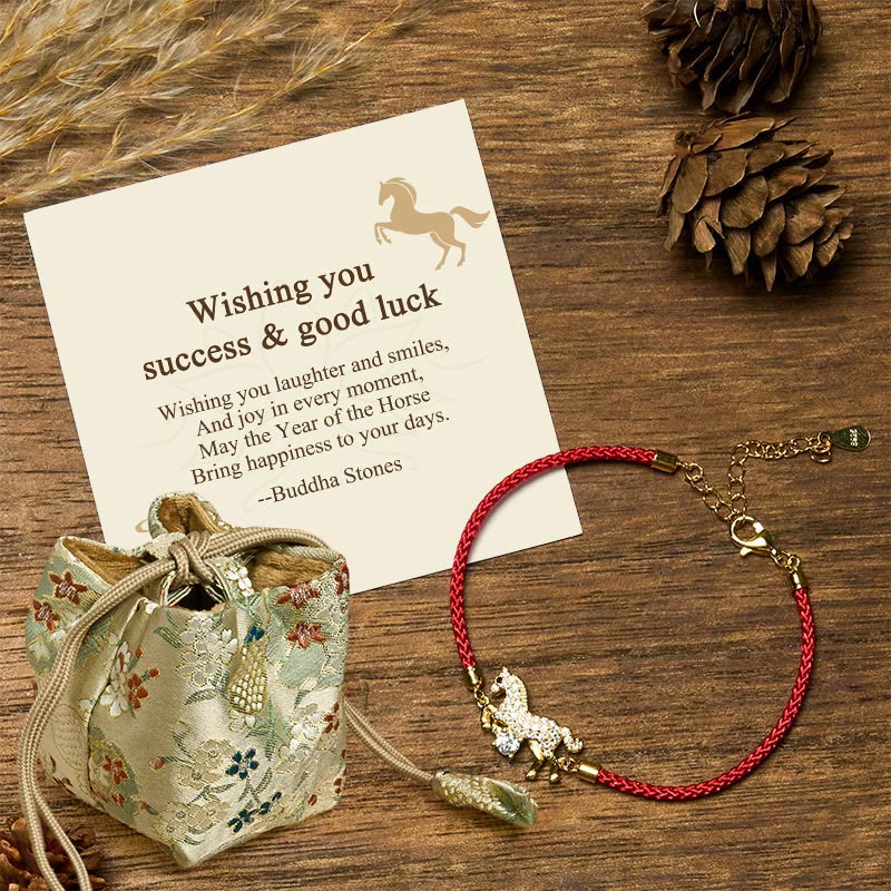 Buddha Stones "Wishing You Success & Good Luck" Year of the Horse String Includes Gift Message Card - Horse(Wrist Circumference 14-18cm) - Deluxe Gift Bag (+$12.59) - image 7