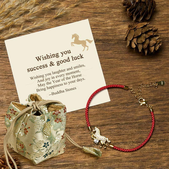 Buddha Stones "Wishing You Success & Good Luck" Year of the Horse String Includes Gift Message Card - Horse(Wrist Circumference 14-18cm) - Deluxe Gift Bag (+$9.59) - image 7