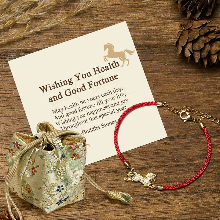 Buddha Stones "Wishing You Health and Good Fortune" Year of the Horse Includes Gift Message Card - Horse(Wrist Circumference 14-18cm) - Deluxe Gift Bag (+$9.59) - image 7