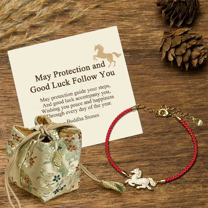Buddha Stones "May Protection and Good Luck Follow You" Year of the Horse Includes Gift Message Card - Horse(Wrist Circumference 14-18cm) - Deluxe Gift Bag (+$12.59) - image 7