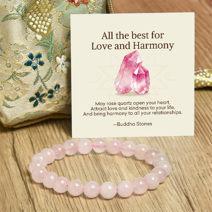 Buddha Stones "All the Best for Love and Harmony" Stone Quartz Bracelet Includes Gift Message Card - image 5