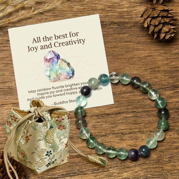 Buddha Stones "All the Best for Love and Harmony" Stone Quartz Bracelet Includes Gift Message Card - 8mm - Fluorite - Deluxe Gift Bag (+$9.59) - image 71